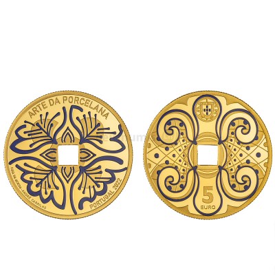 Moeda 5€ Arte da Porcelana Portugal 2022 Ouro Proof 