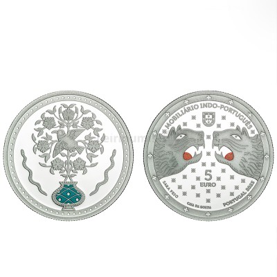 Moeda 5€ Mobiliário Indo-Português Portugal 2023 Prata Proof