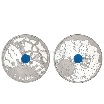 Moeda 5€ O Clima Portugal 2022 Prata Proof embalagem azul