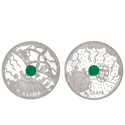 Moeda 5€ O Clima Portugal 2022 Prata Proof embalagem verde