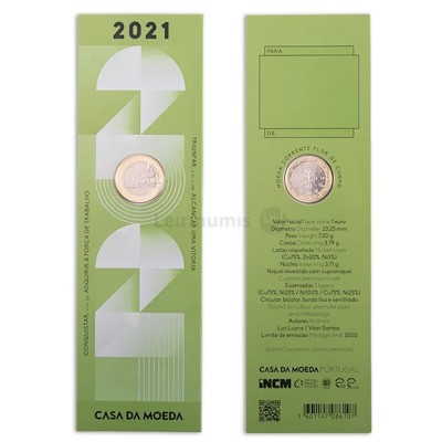Moeda 1€ da Comemoração Portugal 2021