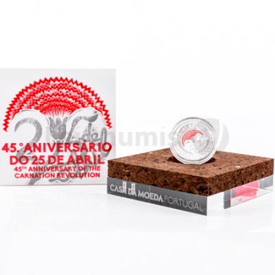 Moeda 5€ 45º Anivº 25 Abril Prata Proof Portugal 2019