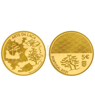 Moeda 5€ Arte da Laca Portugal 2021 Ouro Proof 