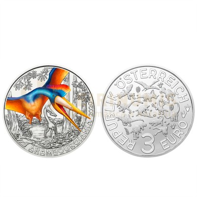 Moeda 3€ Colorida Arambourgiania Áustria 2020