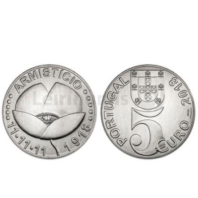 Moeda 5€  Centenário do Armistício Portugal 2018 Cuproniquel