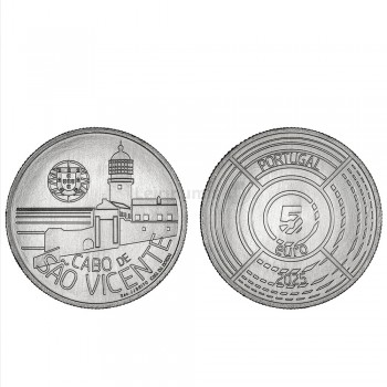 Moeda 5€ Cabo de São Vicente Portugal 2015 Cuproníquel