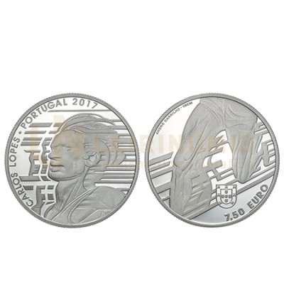 Moeda 7,5€  Carlos Lopes Portugal 2017 Prata Proof 