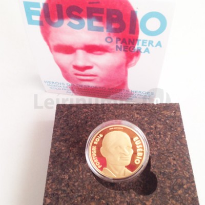 Moeda 7,5 Euro Comemorativa Eusébio 2016 Ouro Proof 