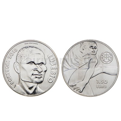 Moeda 7,5 Euro Comemorativa Eusébio 2016 prata 500 Moeda 7,5 Euro Comemorativa Eusébio 2016 prata 500