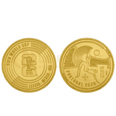 Moeda Comemorativa 5,00€ Fifa world Cup 2026 Portugal Ouro Proof