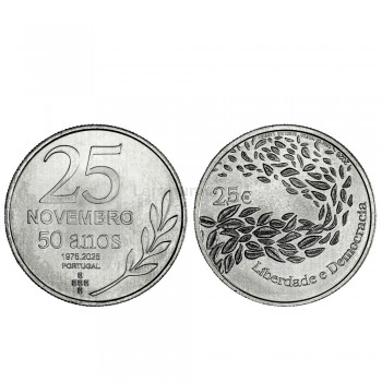 Moeda Comemorativa 2,50€ Liberdade e Democracia Portugal 2026 Cuproníquel