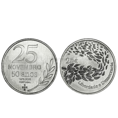 Moeda Comemorativa 2,50€ Liberdade e Democracia Portugal 2026 Cuproníquel