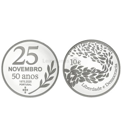 Moeda Comemorativa 10€ Liberdade e Democracia Portugal 2026 Prata Proof