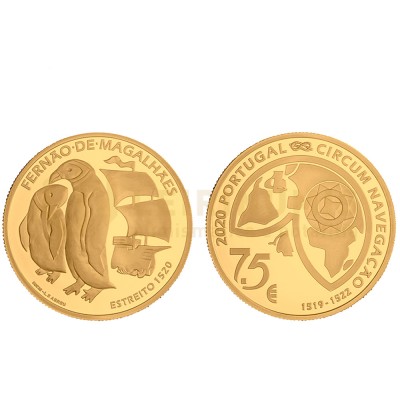 Moeda 7,5€ Comemorativa O Estreito 1520 Portugal 2020 ouro