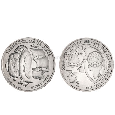Moeda 7,5€ Comemorativa Fernão Magalhães "O Estreito" 1520 Portugal 2020 prata 500