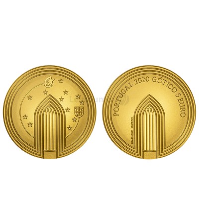 Moeda 5€ Comemorativa O Gótico Portugal 2020 Ouro Proof