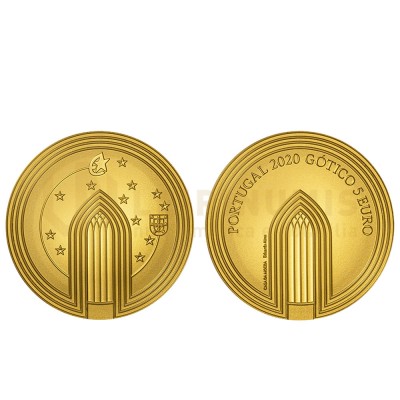 Moeda 5€ Comemorativa O Gótico Portugal 2020 Ouro Proof