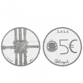 Moeda Comemorativa 5,00€ Desenhar a Moeda Multiculturalidade Portugal 2026 Prata Proof