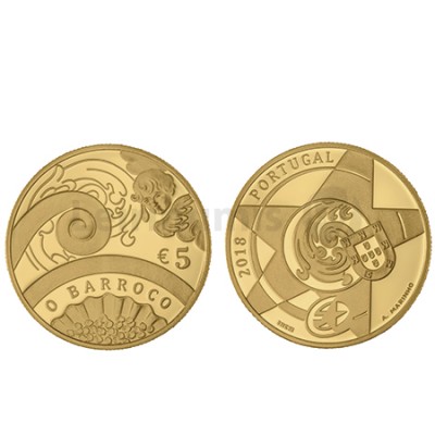 Moeda 5€ O Barroco 2018 Ouro Proof 