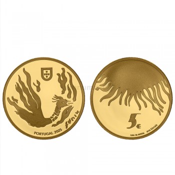 Moeda 5€ Um Renascimento Lendário FENIX Portugal 2015 Ouro Proof