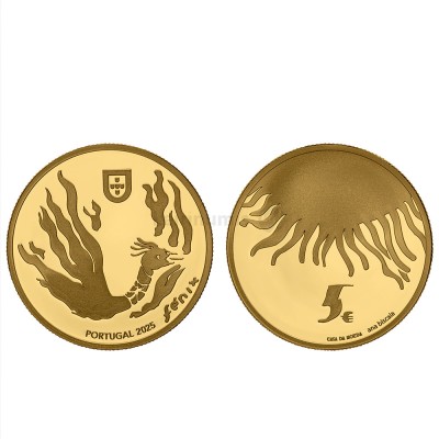Moeda 5€ Um Renascimento Lendário FENIX Portugal 2015 Ouro Proof