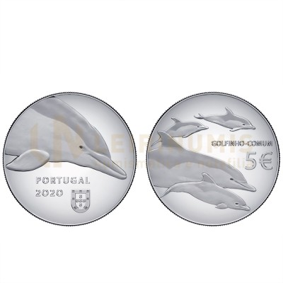 Moeda 5€ O Golfinho Espécies Ameaçadas prata proof Portugal 2020