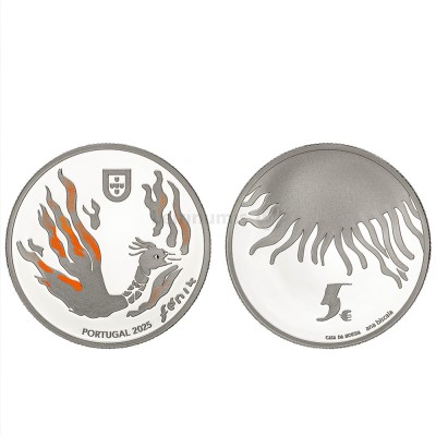Moeda 5€ Um Renascimento Lendário FENIX Portugal 2015 Prata Proof