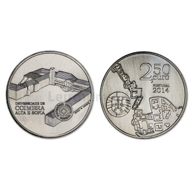 Moeda 2,5€ Comemorativa Universidade Coimbra Alta e Sofia Portugal Cuproniquel  2014