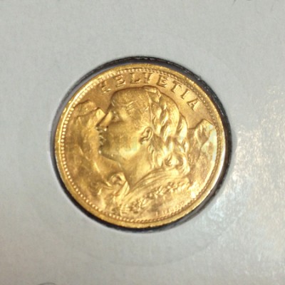 Moeda Ouro 20 Francos - Suiça 1935 LB  SOB 