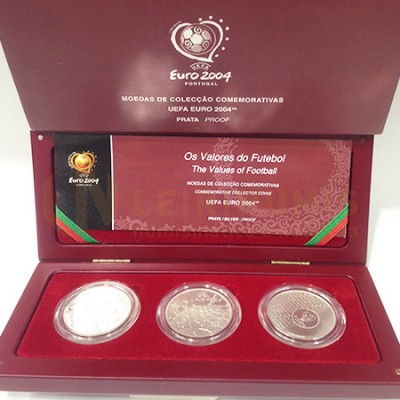 Moedas Coleção 3X8€ Os Valores do Futebol 2004 Prata Proof